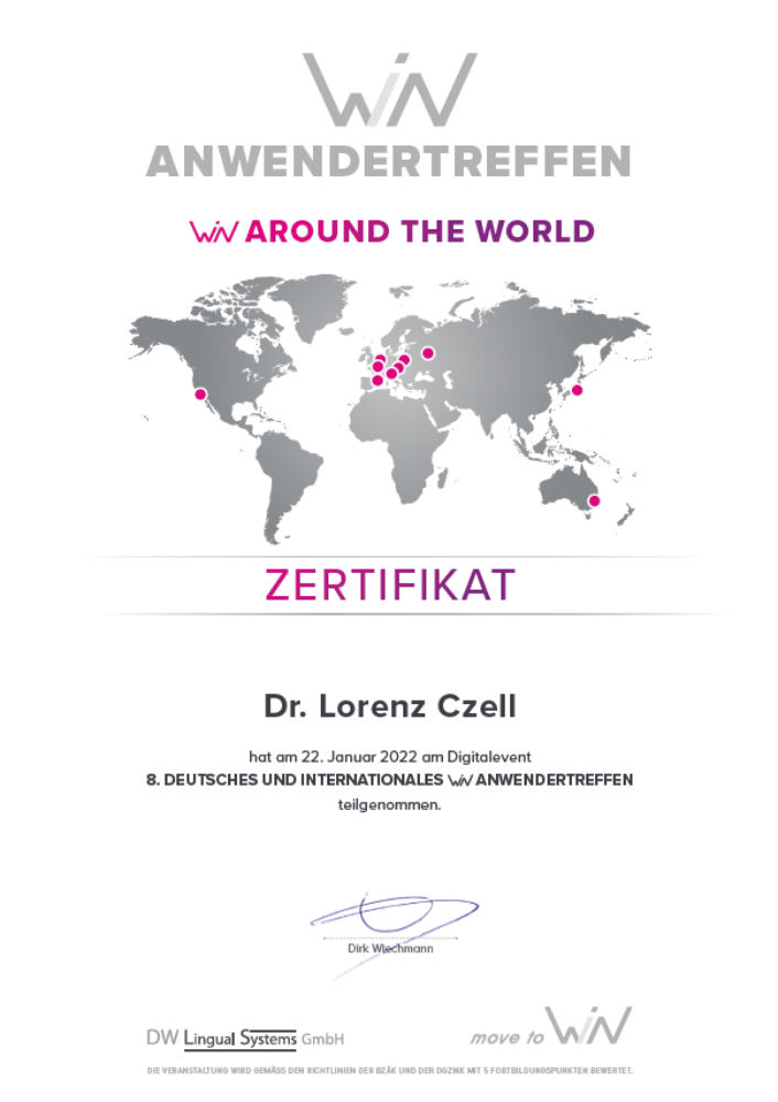 2022 313 Dr Lorenz Czell DWLS-Zertifikat-WIN-Anwendertreffen